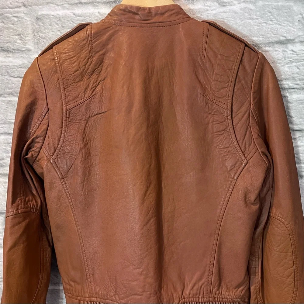 Rag & Bone Size 4 - Lyon Moto Lamb Leather Jacket - Camel MSRP $1,295 - Picture 8 of 16